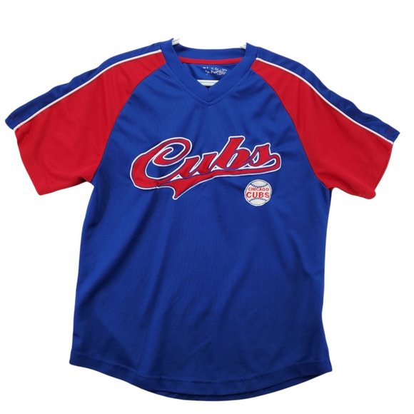 CHICAGO CUBS Shirt Women’s Embroidered Short Sleeve Red/Blue MLB Large - Picture 1 of 10